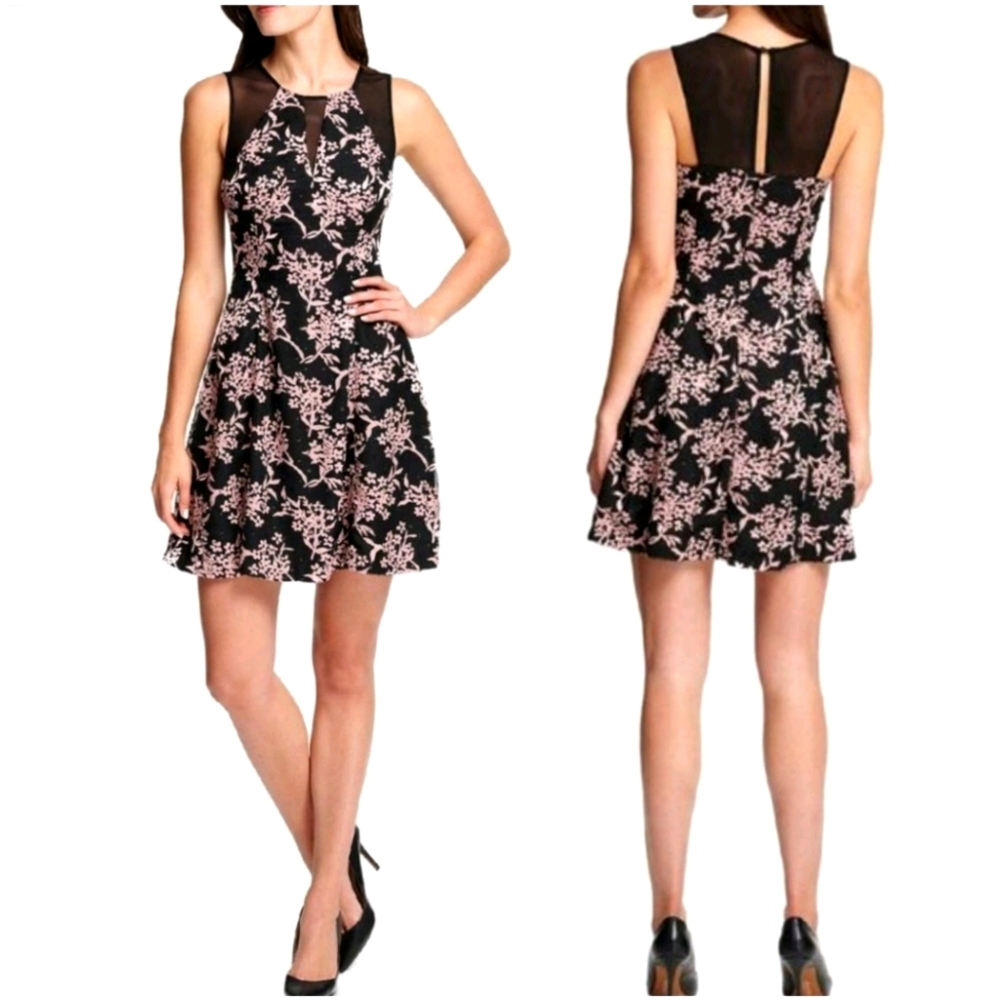 Guess Black Embellished Illusion Dress